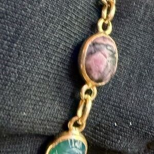 Vintage Nine Stone Carved Scarab Bracelet